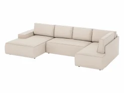 Sale Gran sofá rinconera izquierda panorámico de tela texturizado AMELIA Sofá Xxl