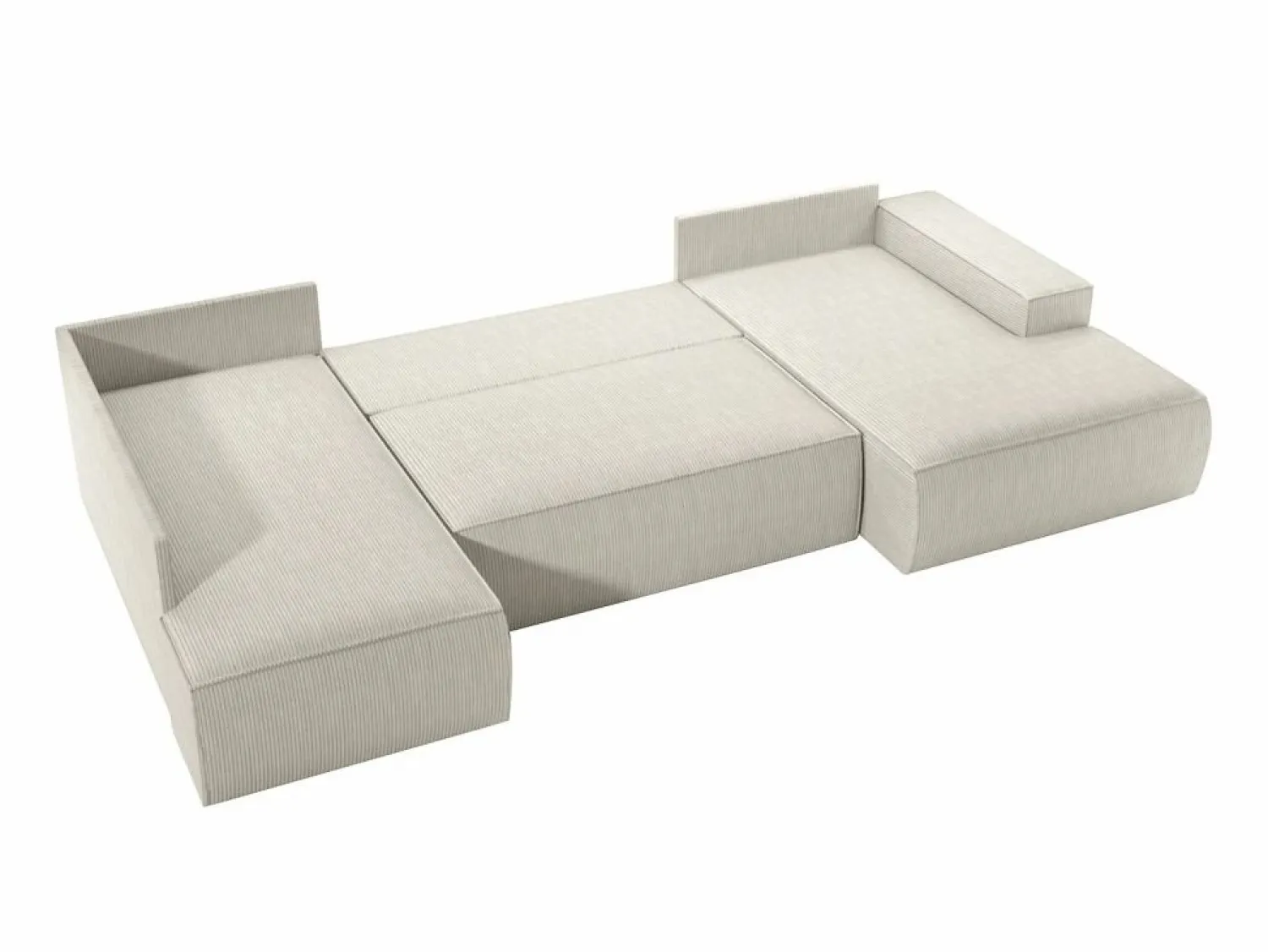 Outlet Vente-unique Gran sofá rinconera panorámico derecho y convertible de pana AMELIA Beige