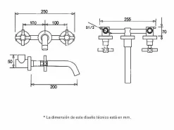 Valaz Grifo bimando lavabo empotrado CARBINI oro cepillado