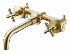 Valaz Grifo bimando lavabo empotrado CARBINI oro cepillado