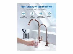 Grifo de Agua Potable SucceBuy sin Plomo en Acero Inoxidable, Grifo de Ósmosis Inversa con Válvula en Latón Macizo, Anticorrosivo y Duradero, para Cocina
