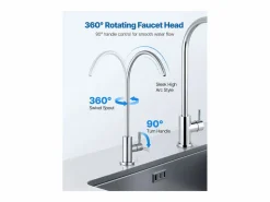 Grifo de Agua Potable SucceBuy sin Plomo en Acero Inoxidable, Grifo de Ósmosis Inversa con Válvula en Latón Macizo, Filtrado de Arco Alto, para Fregadero Cocina