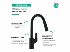 Online HANSGROHE Grifo de cocina con ducha Focus M41 240 2 chorros mate Negro