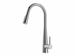 Outlet Vente-unique Grifo de cocina con ducha extraíble de acero inoxidable - Cromado - RONA Plateado