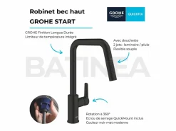 GROHE Grifo de cocina con grifo Start caño alto mate 2 chorros