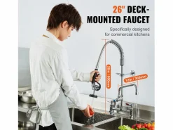 Grifo de Cocina, SucceBuy Grifo de Fregadero de Cocina Comercial con Rociador de Prelavado, 66 cm de Altura Grifo De Cocina