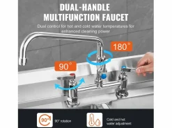 Grifo de Cocina, SucceBuy Grifo de Fregadero de Cocina Comercial con Rociador de Prelavado, 66 cm de Altura Grifo De Cocina