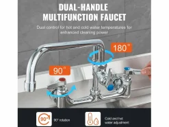 Grifo de Cocina SucceBuy para Fregadero de Montaje en Pared - Con Rociador de Prelavado, 111.8 cm