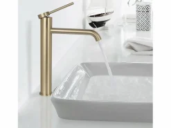Outlet Rea Grifo De Lavabo Js-B311-1Bg Clif High Brush Gold Dorado