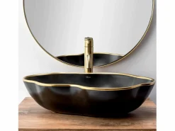 Clearance Rea Grifo De Lavabo Lungo High Brush Gold Dorado