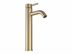 Shower & Design Grifo mezclador mecánico redondo de acero inoxidable cepillado - - Alt. 30,6 cm - SALAVAN