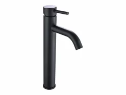 New Shower & Design Grifo mezclador mecánico redondo de acero inoxidable cepillado, mate, Alt. 29,6, SALAVAN Negro