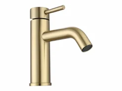 Shower & Design Grifo mezclador mecánico redondo de acero inoxidable cepillado - - Alt. 17,3 cm - SALAVAN