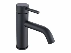 Shower & Design Grifo mezclador redondo de acero inoxidable cepillado, mate, An. 5,1 x Alt. 17 x Pr 16,3 cm, SALAVAN