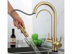 Outlet Rea Grifo Para Cocina Eco Fresh Brush Gold Dorado