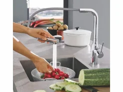 Hot GROHE Essence mezclador de cocina tamaño XL Caño alto cromado extraíble Gris claro