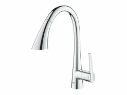 GROHE Zedra Mezclador de cocina de 3 chorros, caño alto, cromado, ducha extraíble