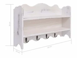 Clearance Garden Furniture Gryfel Perchero de pared de madera 50x10x30 cm Blanco