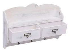 New Garden Furniture Gryfel Perchero de pared de madera 50x10x34 cm Blanco