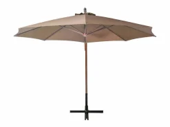 Garden Furniture Gryndis Sombrilla jardín colgante con palo madera abeto taupe 3,5x2,9 m