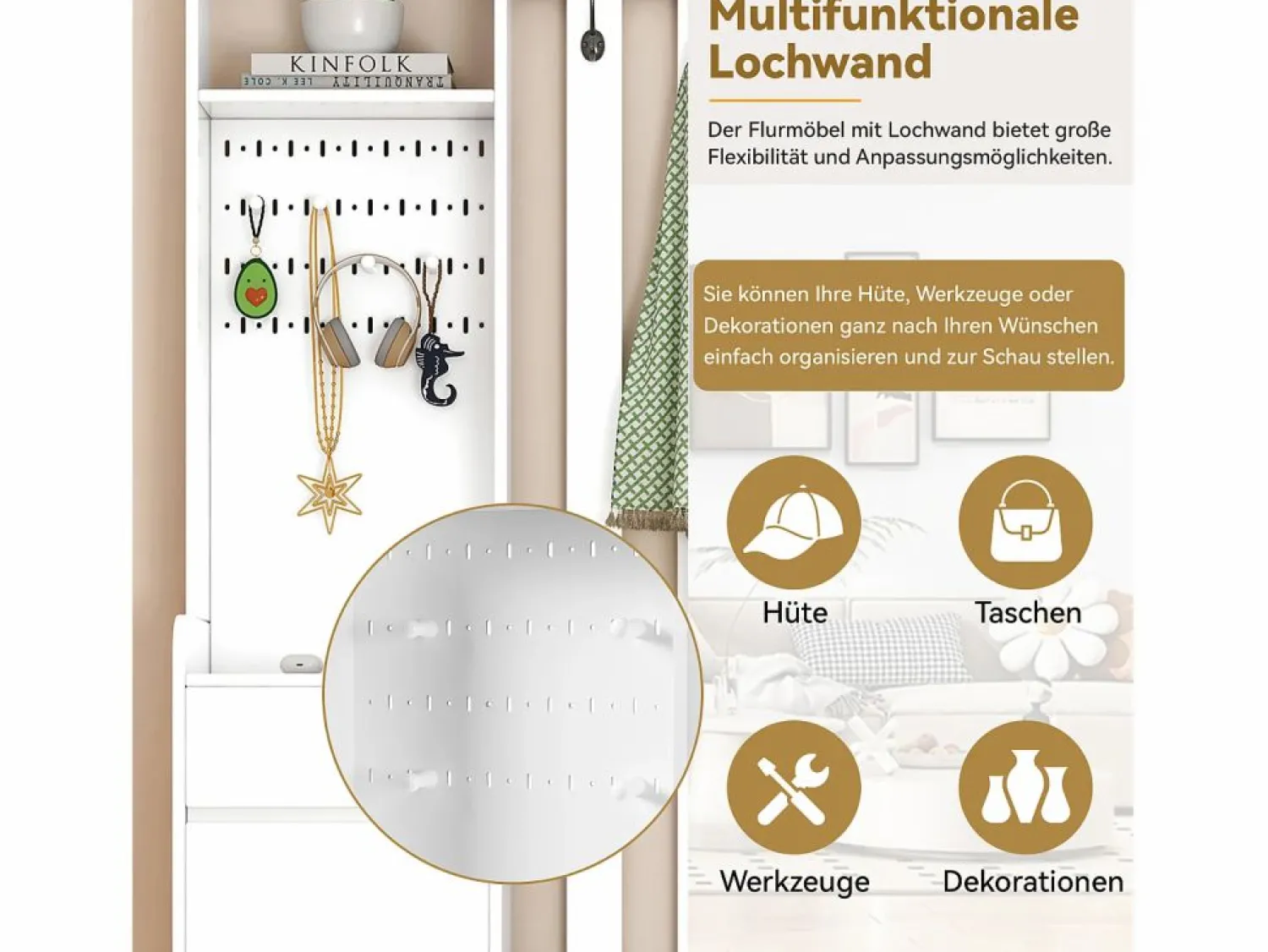 Clearance Guardarropa con 3 cajones, 1 puerta y zapatero - 100 x 35 x 180 cm - MDF - Armario De Entrada