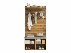 Outlet ModernLuxe Guardarropa con perchero y zapatero - estantes regulables - Natural Color natural claro