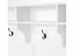 Outlet ModernLuxe Guardarropa de entrada con perchero y banco para guardar zapatos - 120x40x190 cm - Blanco