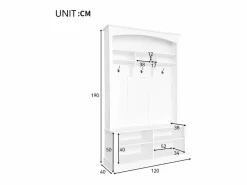 Outlet ModernLuxe Guardarropa de entrada con perchero y banco para guardar zapatos - 120x40x190 cm - Blanco