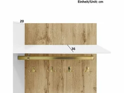 Discount Guardarropa 110x38x190 cm con LED - con espejo + 5 ganchos + zapatero - Natural y Blanco Armario De Entrada