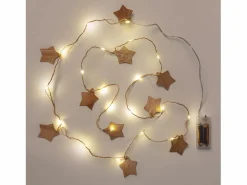 Best Guirnalda de Luces LED Estrella Madera con Batería 2,2m 3000K Cálido Guirnalda Luminosa