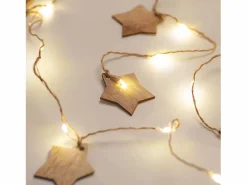Best Guirnalda de Luces LED Estrella Madera con Batería 2,2m 3000K Cálido Guirnalda Luminosa