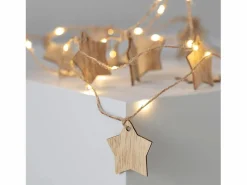 Best Guirnalda de Luces LED Estrella Madera con Batería 2,2m 3000K Cálido Guirnalda Luminosa