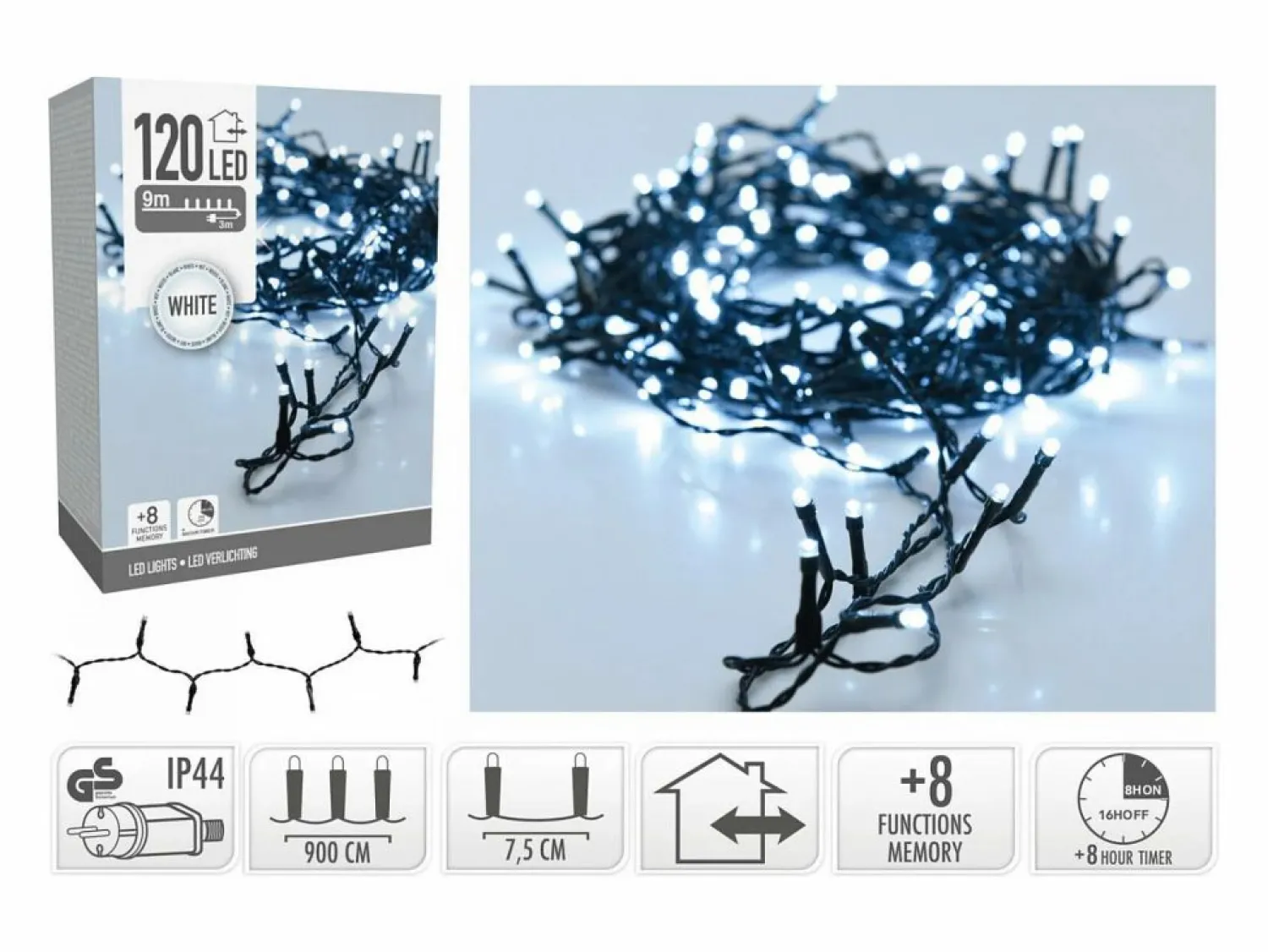 Discount Guirnalda Exterior Cable Negro LED Frío 9m Frío 5000K Guirnalda Luminosa