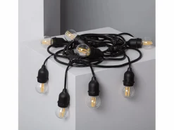 Ledkia Guirnalda Exterior con Bombillas LED E27 Filamento 5.5m IP65 Negro 4000K Neutro