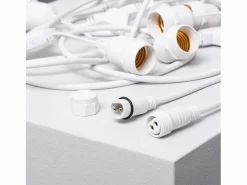 Hot Ledkia Guirnalda Luces Exterior con 8 Portalámparas E27 5.5m IP65 Blanco