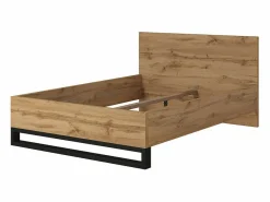 Meublorama Habitación completa estilo industrial colección MILOS: armario de 3 puertas, cama 140x200, cómoda, mesitas de noche, roble crudo y negro.