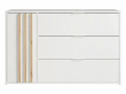Meublorama Habitación completa FLORENCIA – Cama 160x200 + somier + cajones + armario + cómoda – y roble Blanco