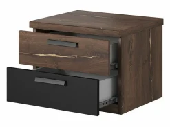 Discount Meublorama Habitación completa FOX – Armario 200 cm, Cama 160x200 con somier incluido, Cómoda, Mesitas de noche – Roble oscuro Marru00f3n