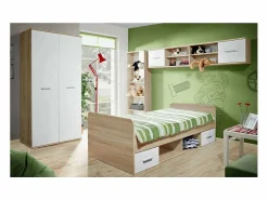 Meublorama Habitación completa para niños, adolescentes - DENVER - Armario, Cama, biblioteca y estantería