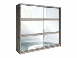 Hot Meublorama Habitación completa VELTIS – Cama 160x200 LED con somier + armario + cómoda + mesitas de noche – Roble Wellington Marru00f3n