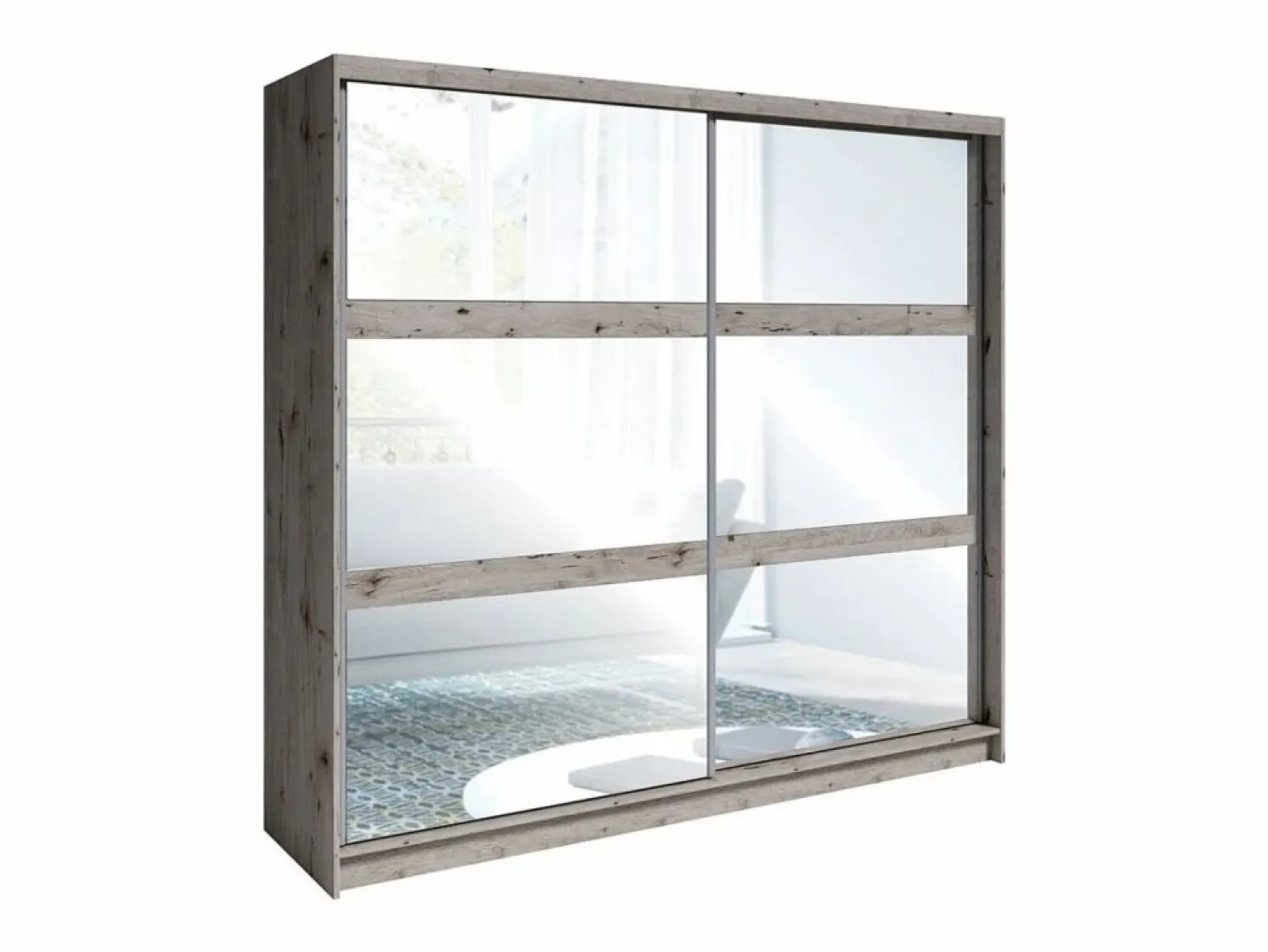 Hot Meublorama Habitación completa VELTIS – Cama 160x200 LED con somier + armario + cómoda + mesitas de noche – Roble Wellington Marru00f3n