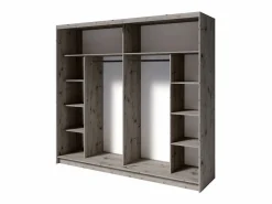 Meublorama Habitación completa VELTIS – Cama 180x200 LED con somier + armario + cómoda + mesitas de noche – Fresno negro
