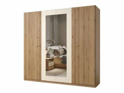 Online Meublorama Habitación completa VERTIGO - Cama 180x200 con somier, 2 mesitas de noche, armario de 4 puertas + marco de diseño Marru00f3n
