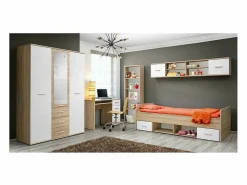 Clearance Habitación juvenil DENVER: armario de 3 puertas, cama, biblioteca, escritorio, estantería Dormitorio Completo