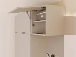 Outlet TOPESHOP HAGA - Conjunto de entrada con 1 armario + 2 percheros de 6 ganchos + banco 150x35x238 cm - cachemira Beige