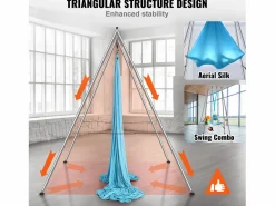 Hot Hamaca de Yoga SucceBuy, Armazón y Hamaca de Yoga Aéreo, Carga de 250 kg, Kit de Hamaca Aérea, para el Yoga Interior y Exterior, Azul