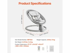 Hot Hamaca Eléctrica para Bebés, SucceBuy Columpio para Bebés y Recién Nacidos con 5 Velocidades, Mando Bluetooth, Canciones de Cuna y Cojín Mueble De Bebé