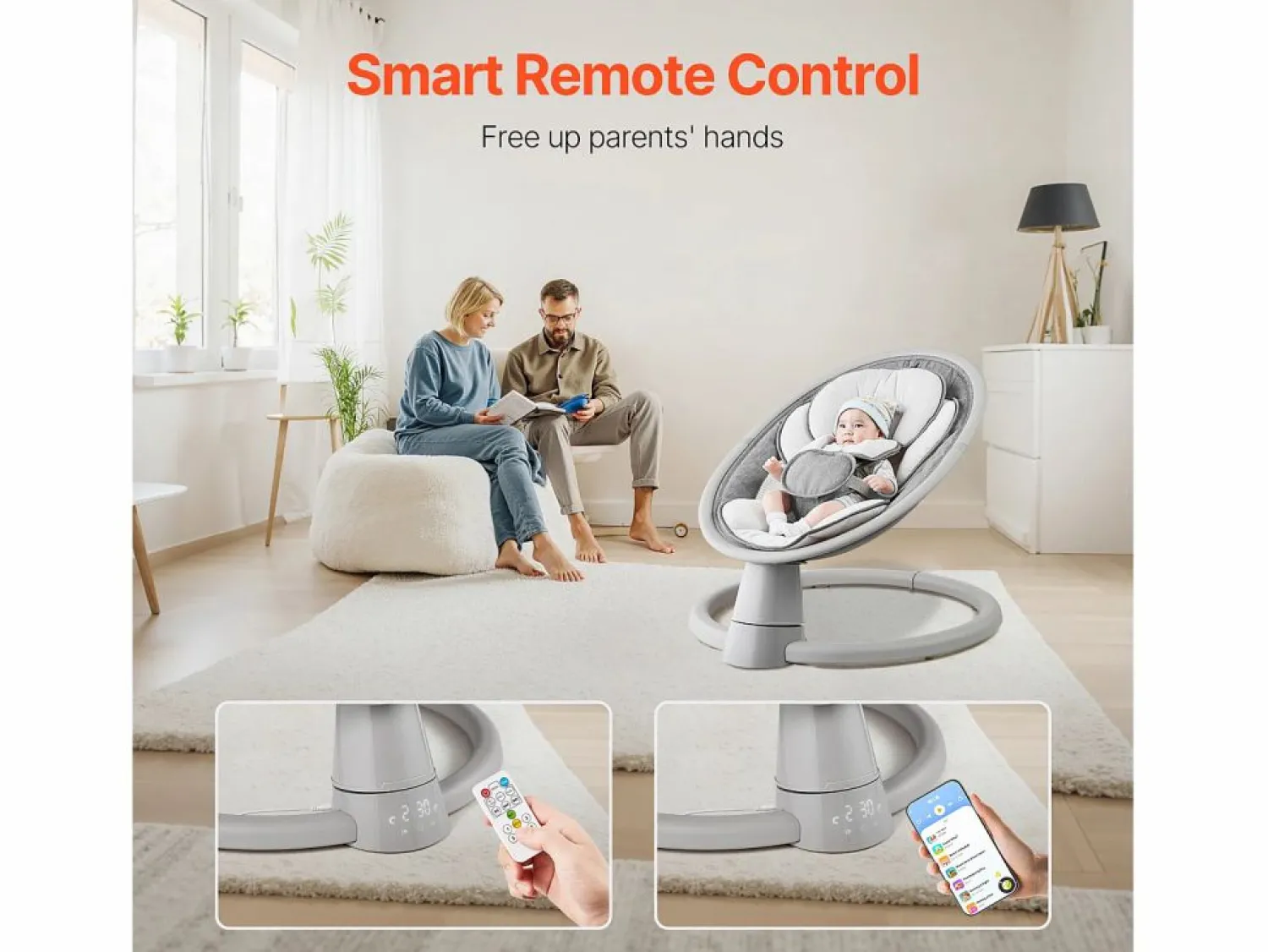 Hot Hamaca Eléctrica para Bebés, SucceBuy Columpio para Bebés y Recién Nacidos con 5 Velocidades, Mando Bluetooth, Canciones de Cuna y Cojín Mueble De Bebé