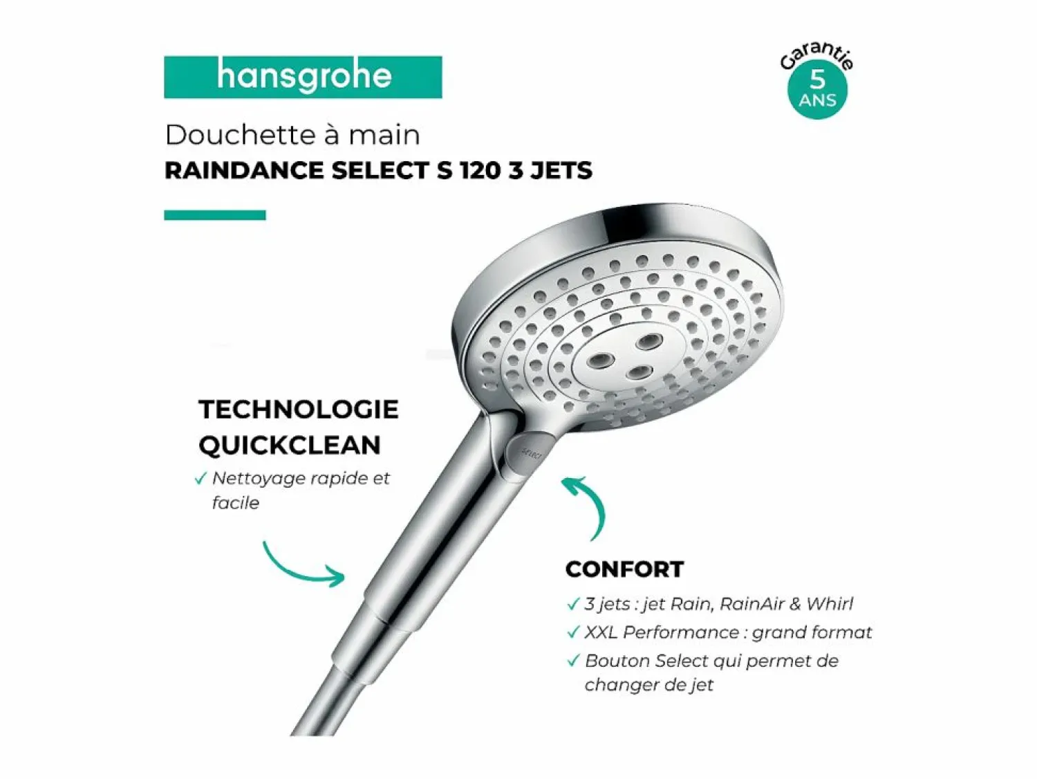 HANSGROHE Raindance Select S 120 teleducha de 3 chorros cromado