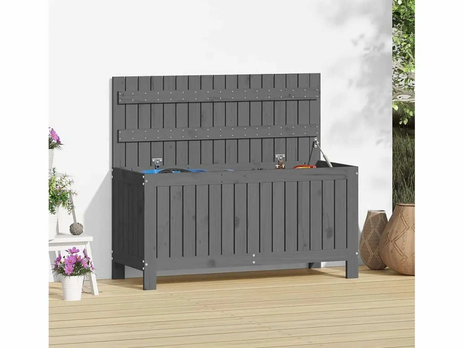 Garden Furniture Hara Caja de almacenaje jardín madera de pino 108x42,5x54 cm